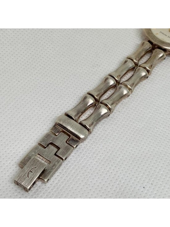 Ecclissi 925 Sterling Silver Bamboo Link women Watch quartz 25mm 7.5” running main image 8